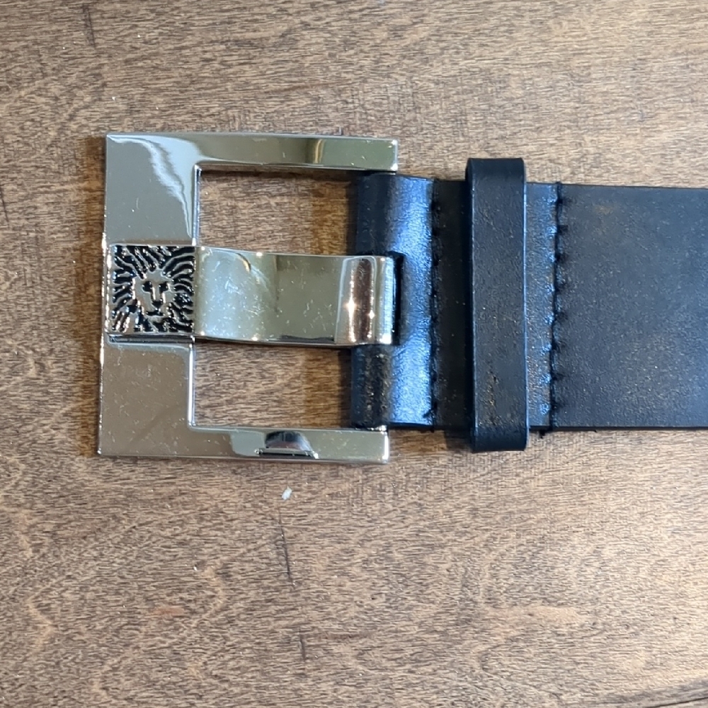 Black Leather Belt with Silver Buckle